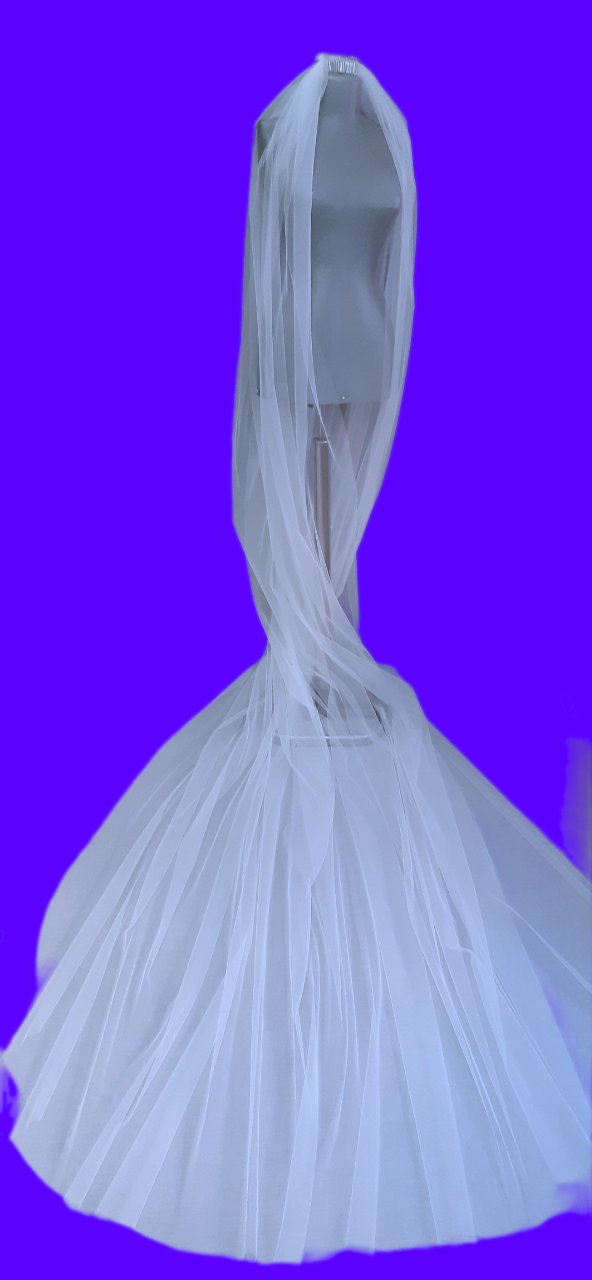 Suzanna Moda Uzun Sade Taraklı Beyaz 3mt Hayal Tül Duvak Kenarı Düz Kesim
