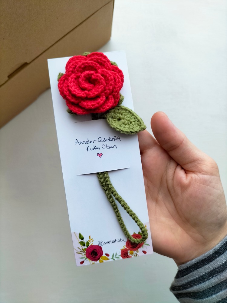 (10adet) kartlı gül kitap ayracı 