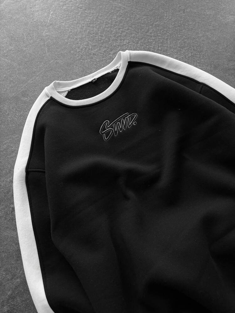 Bisiklet Yaka Oversize Siyah Sweatshirt