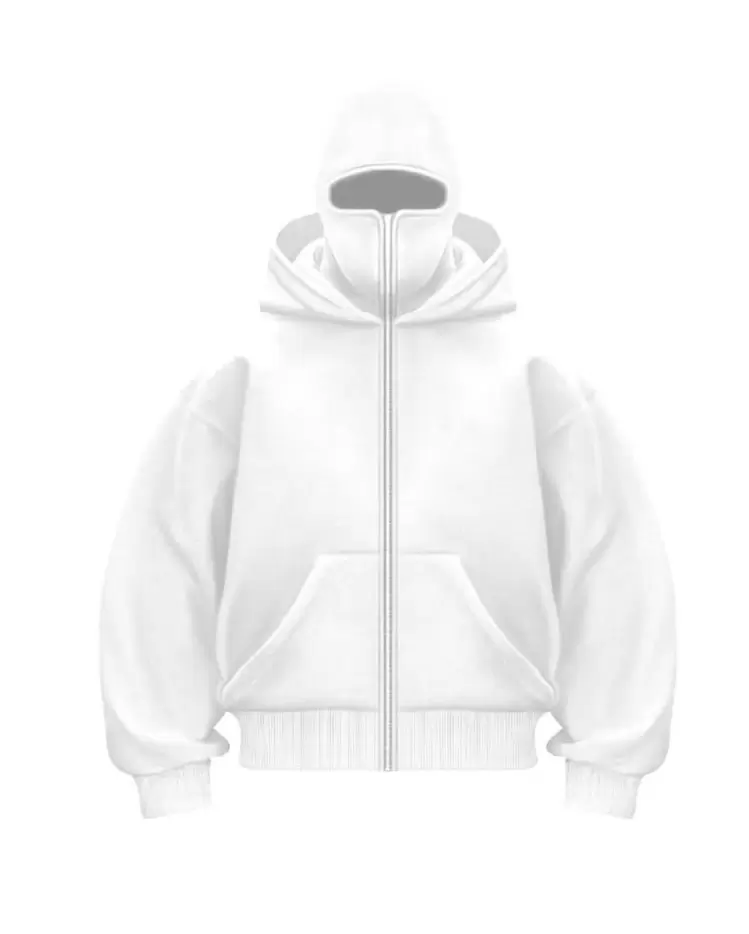 Oversize Fermuarlı Beyaz Ninja Unisex Hırka