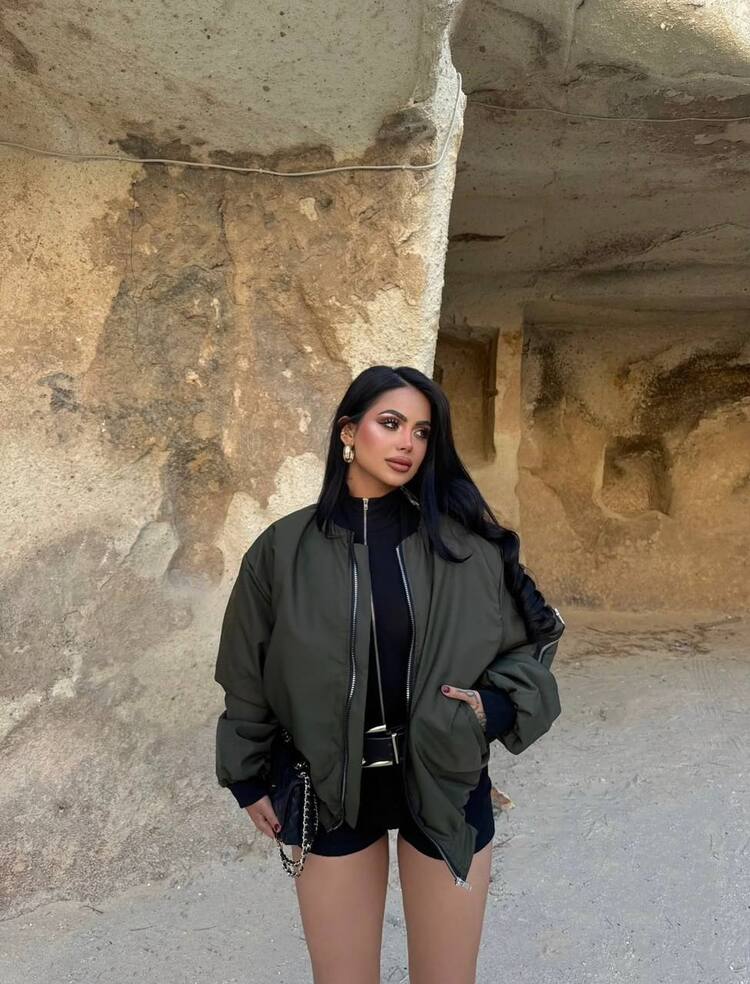 Unisex Oversize Haki Bomber Ceket