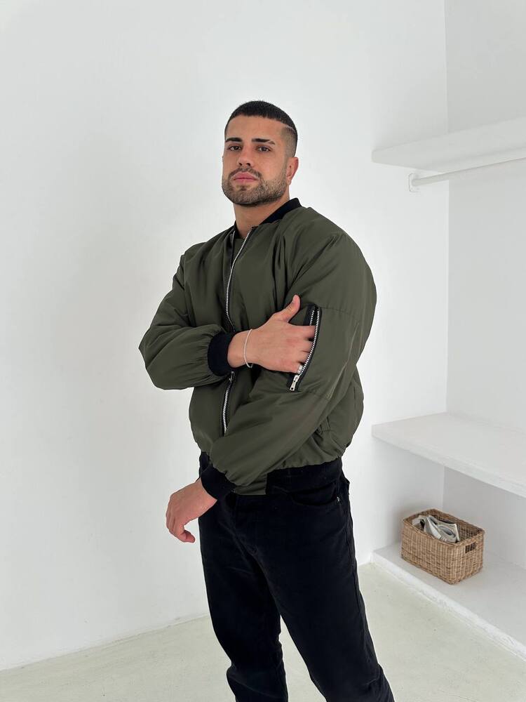 Unisex Oversize Haki Bomber Ceket