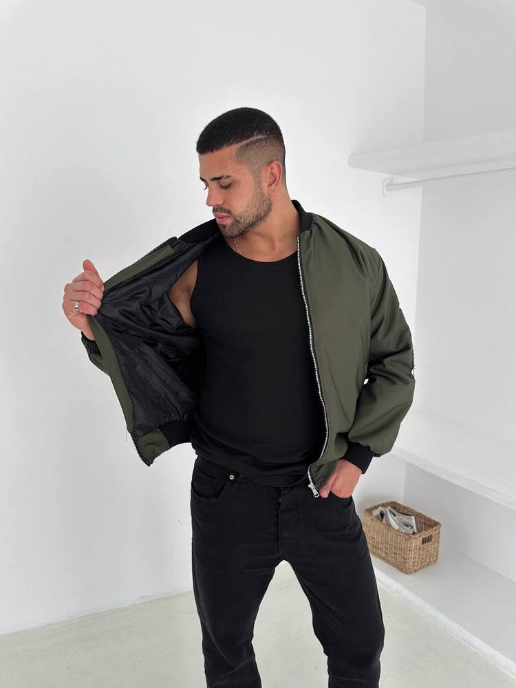 Unisex Oversize Haki Bomber Ceket