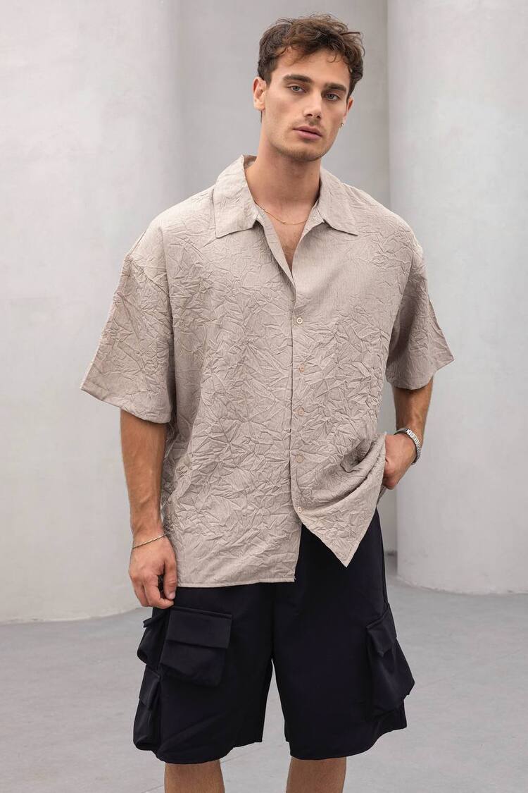 Oversize Desenli Gömlek