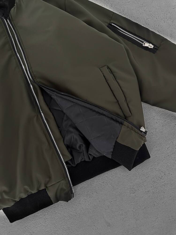 Unisex Oversize Haki Bomber Ceket
