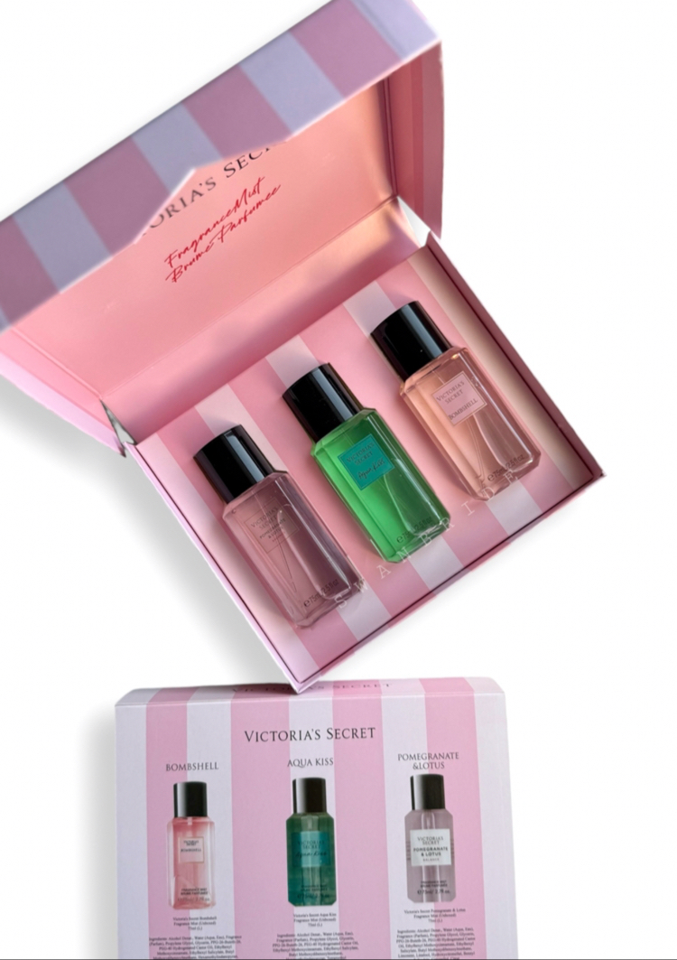 VS İthal Mini Vücut Spreyi Hediye Seti / Aqua Kiss - Pomegrante Lotus -Bombshell