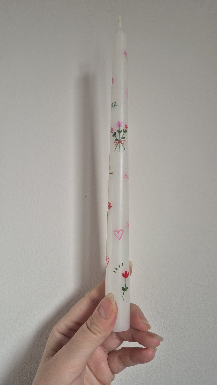 Çiçek buketi şamdan mum