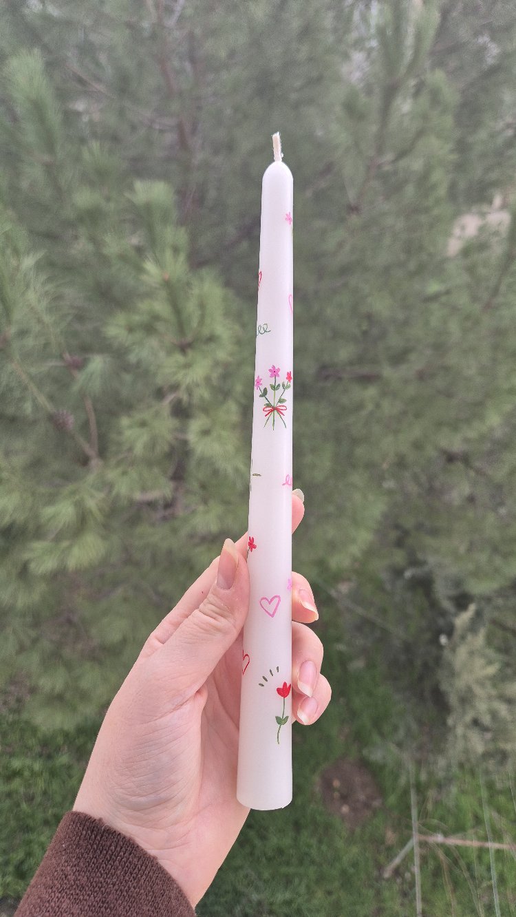 Çiçek buketi şamdan mum