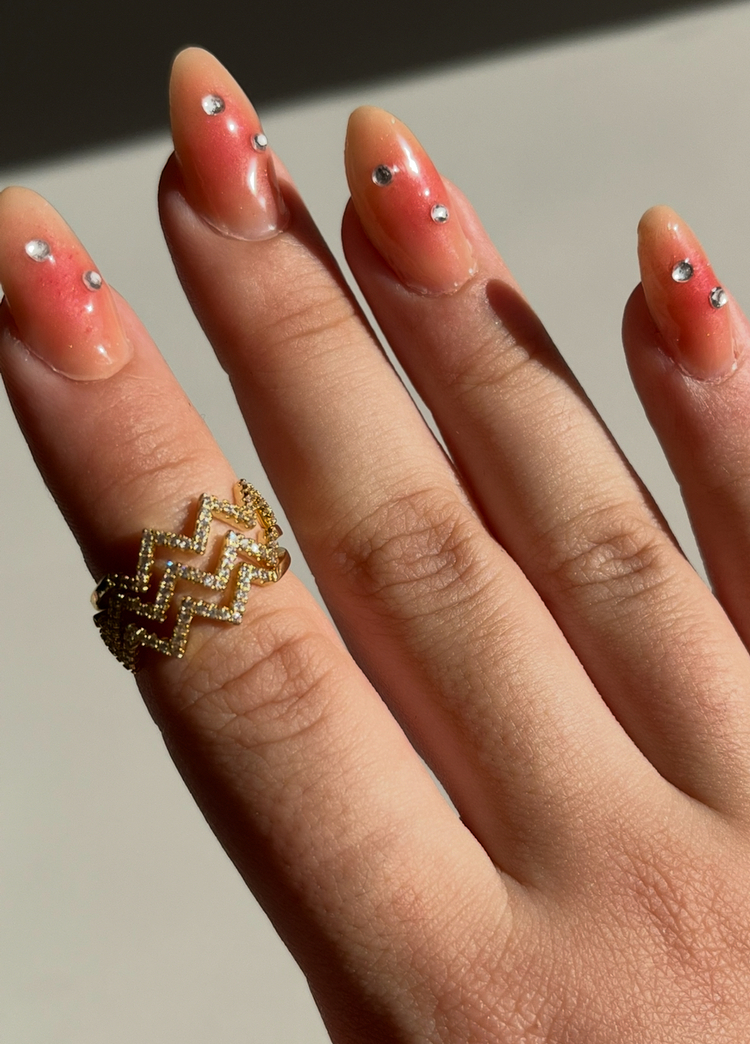 zikzak model üçlü gold yüzük