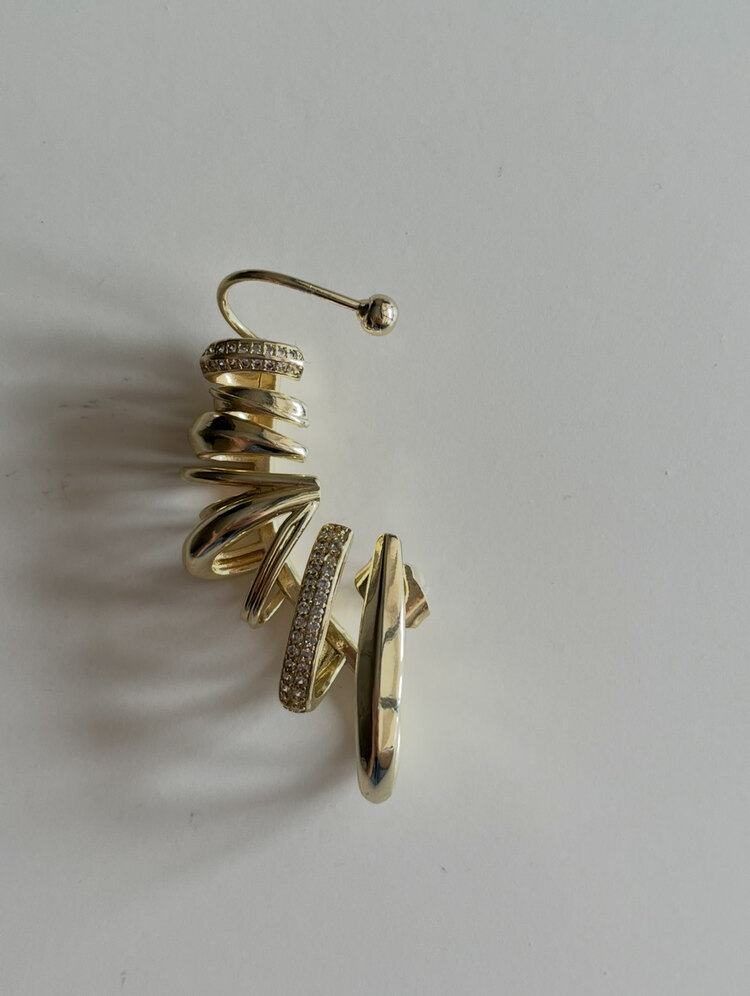 çelik taşlı gold earcuff