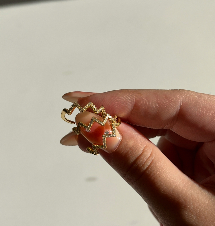 zikzak model üçlü gold yüzük