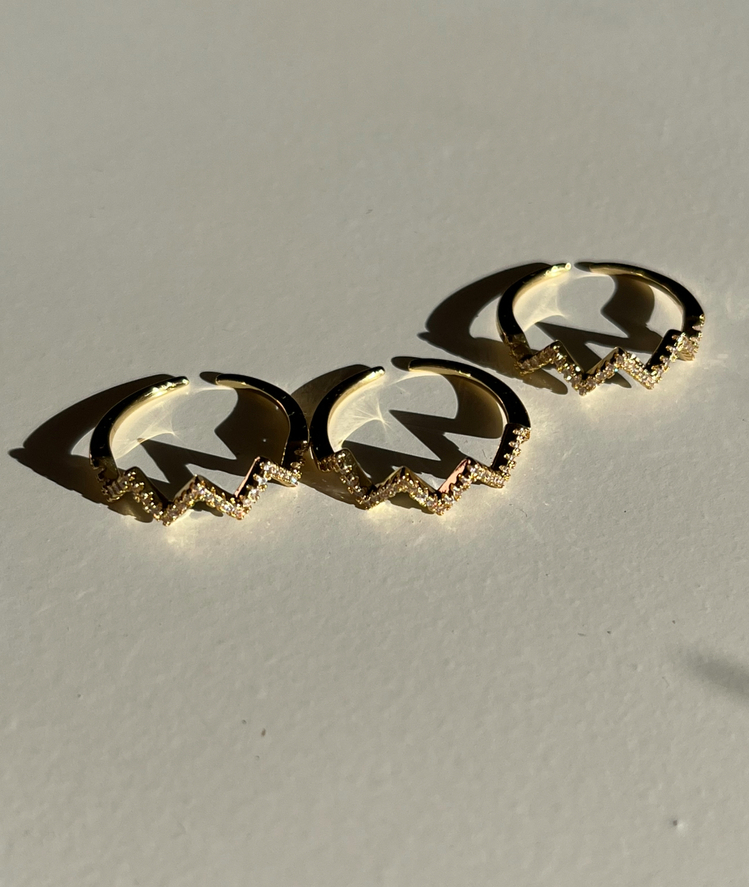 zikzak model üçlü gold yüzük