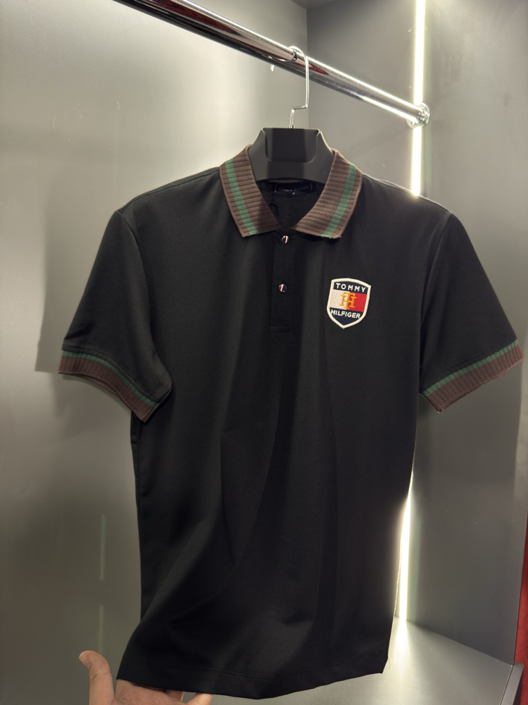 Tommy Premium Yakalı T-shirt Siyah
