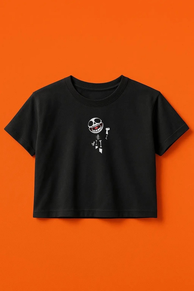Gorillaz İkonik Kuru Kafa Crop Top T-Shirt
