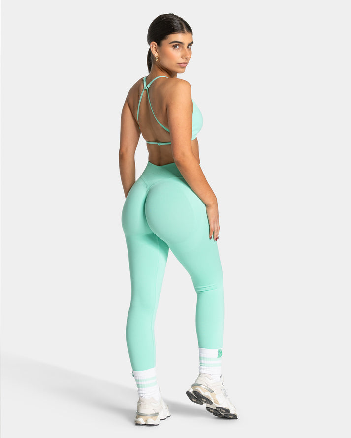Teveo Mint Yeşili Lift Spor Bra - Seamless ve Şık Tasarım