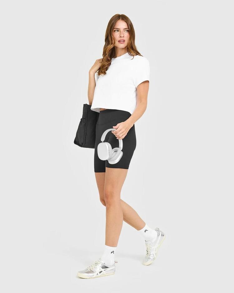 Oner Active Beyaz Cropped T-Shirt - Rahat Kesim Günlük Spor Üst