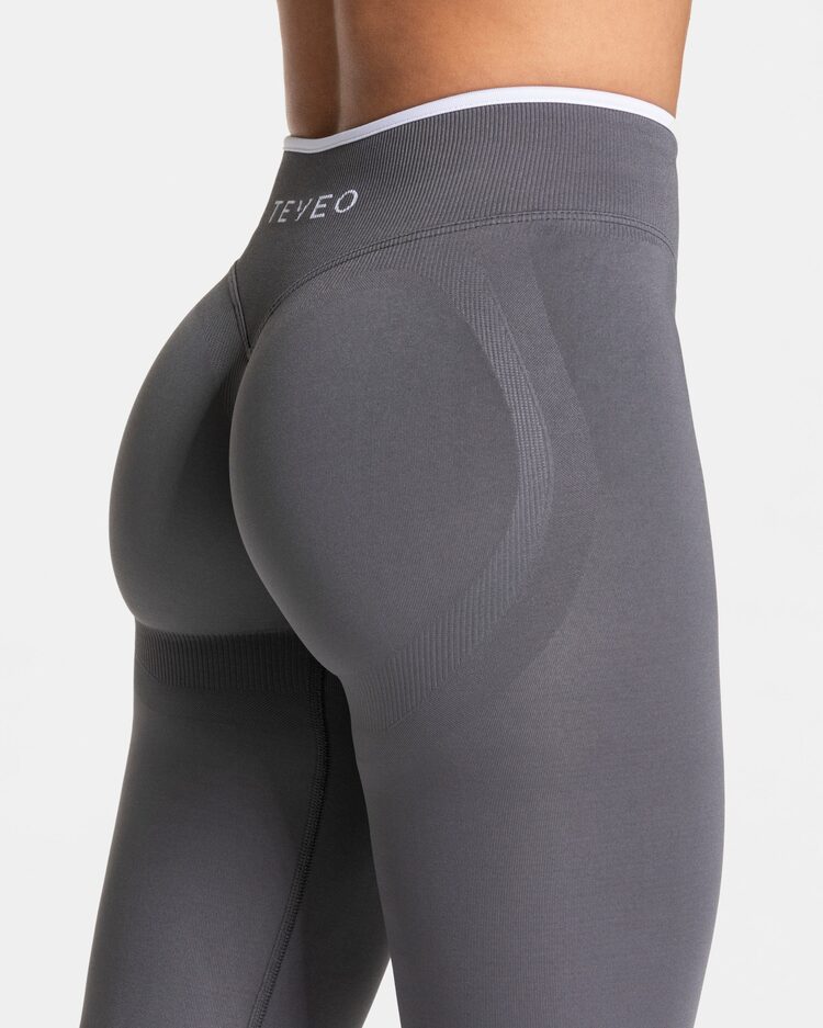 Teveo Koyu Gri Seamless Scrunch Tayt - Şekillendirici Spor Taytı