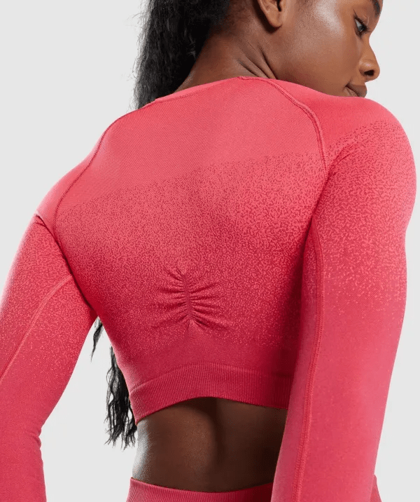 Gymshark Seamless Long Sleeve Crop - Hot Coral