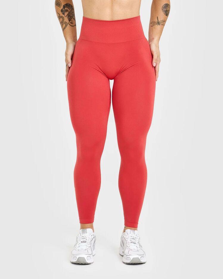 Oner Active Scrunch Seamless Yüksek Bel Tayt - Mercan Kırmızısı