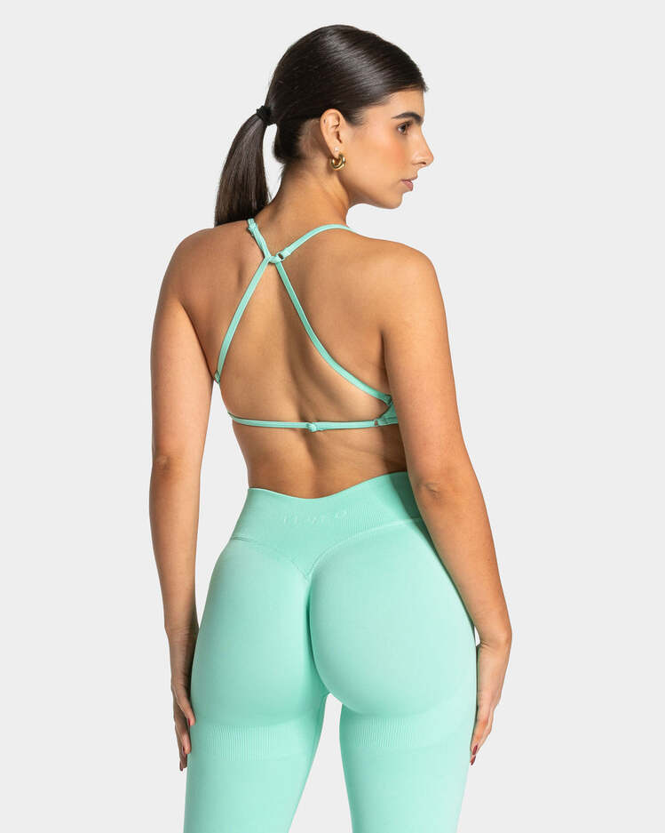 Teveo Mint Yeşili Lift Spor Bra - Seamless ve Şık Tasarım