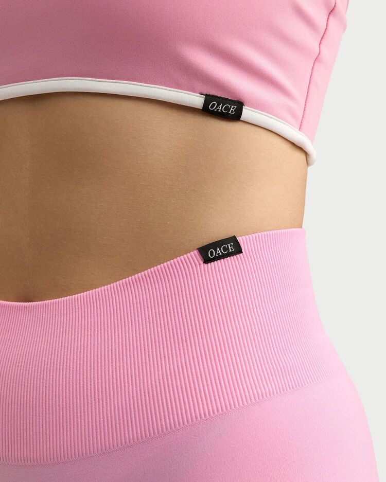 OACE Yüksek Bel Scrunch Detaylı Pembe Seamless Tayt