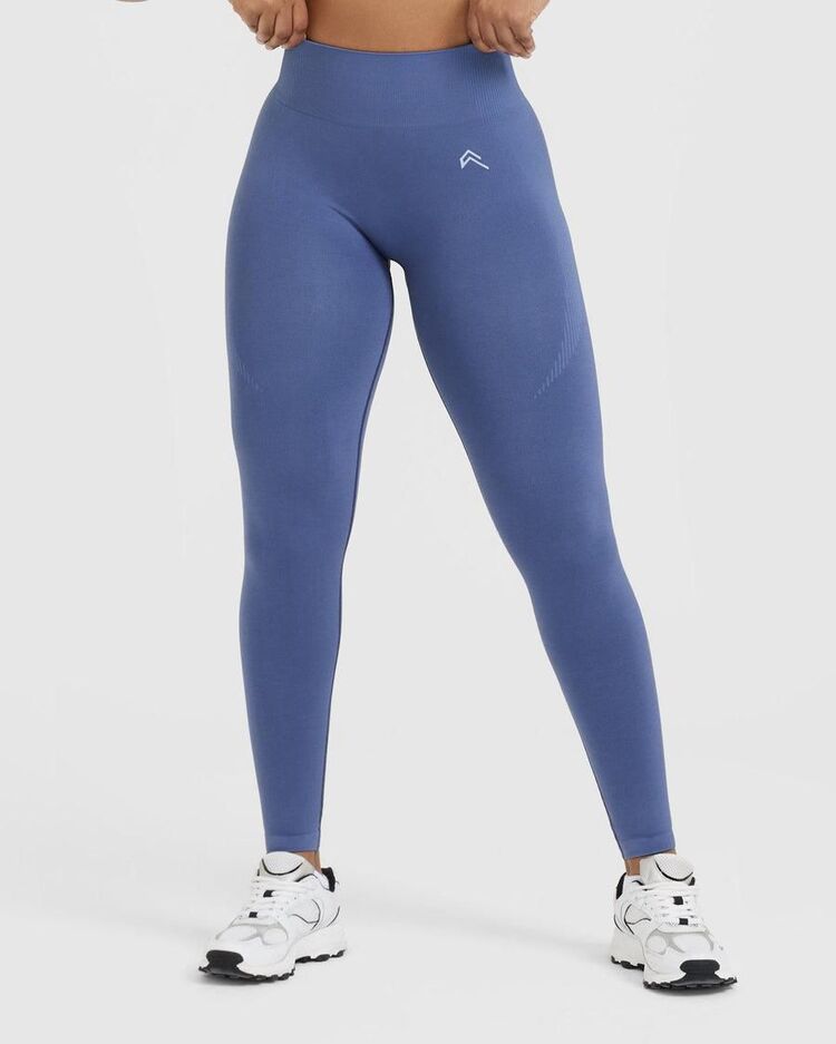 Oner Active Seamless Yüksek Bel Düz Model Tayt - Indigo