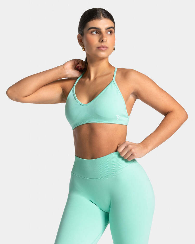 Teveo Mint Yeşili Lift Spor Bra - Seamless ve Şık Tasarım