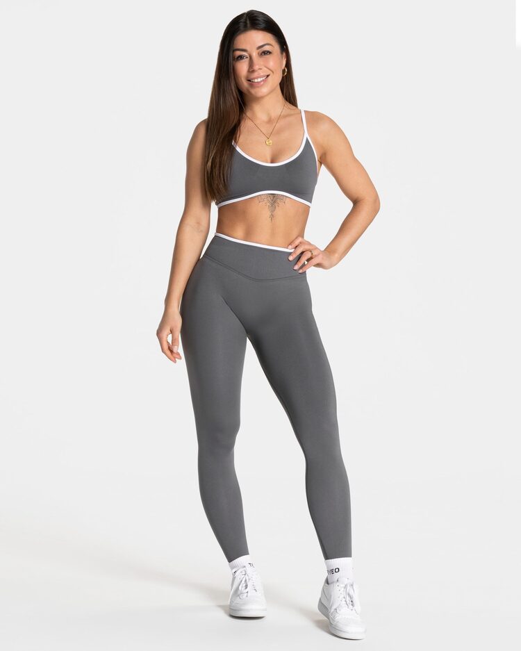 Teveo Koyu Gri Seamless Scrunch Tayt - Şekillendirici Spor Taytı