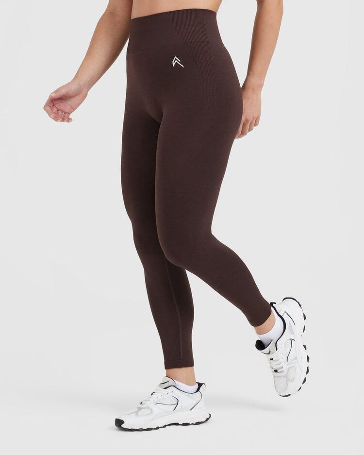 Oner Active Seamless Yüksek Bel Düz Model Tayt - Kahverengi