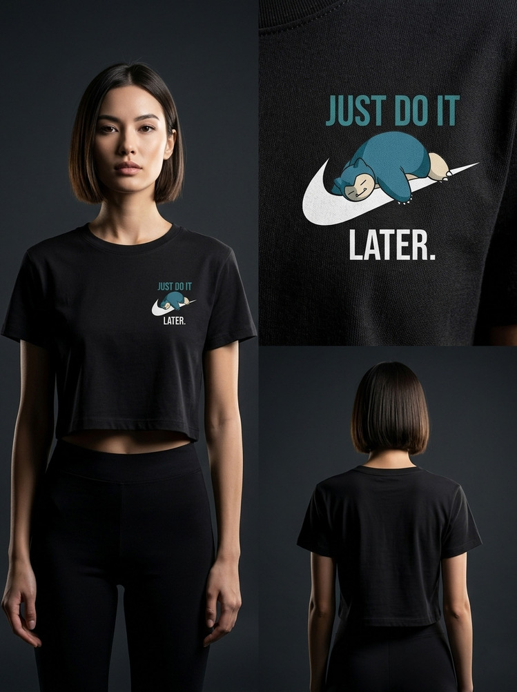 Just Do It Later ile Şıklığı Yakalayın - Crop Top T-Shirt