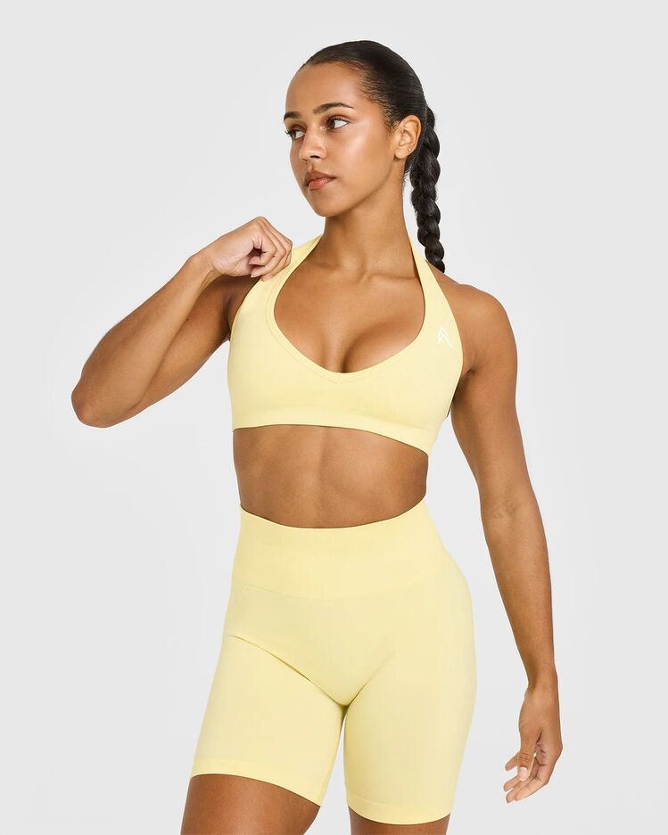 Oner Active Halter Seamless Bra - Sarı