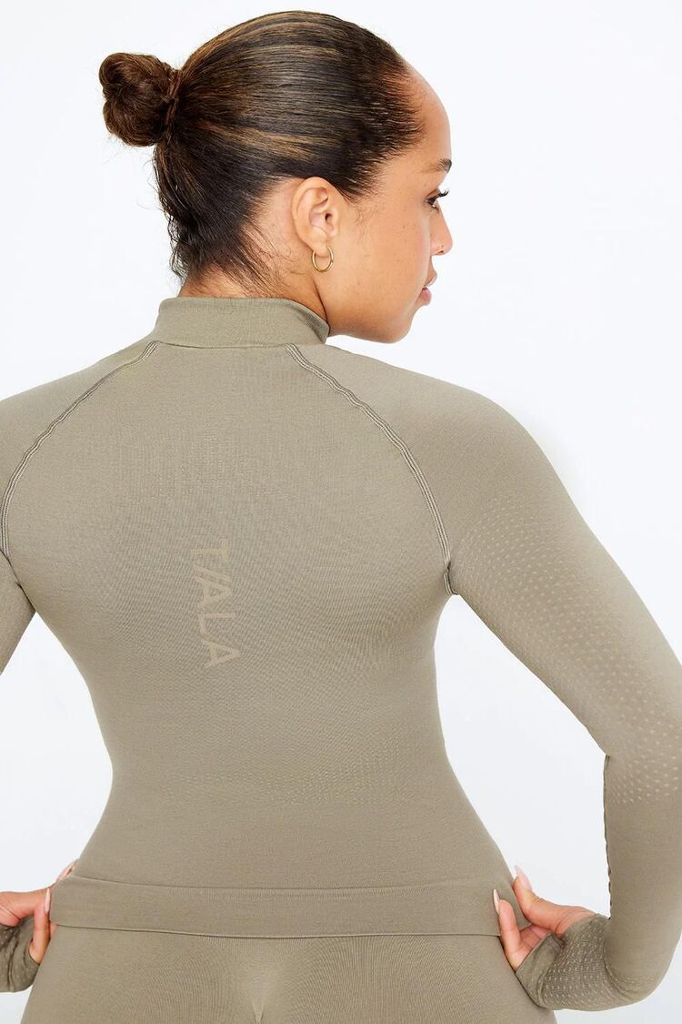TALA Seamless Zip Up Spor Ceket - Taupe