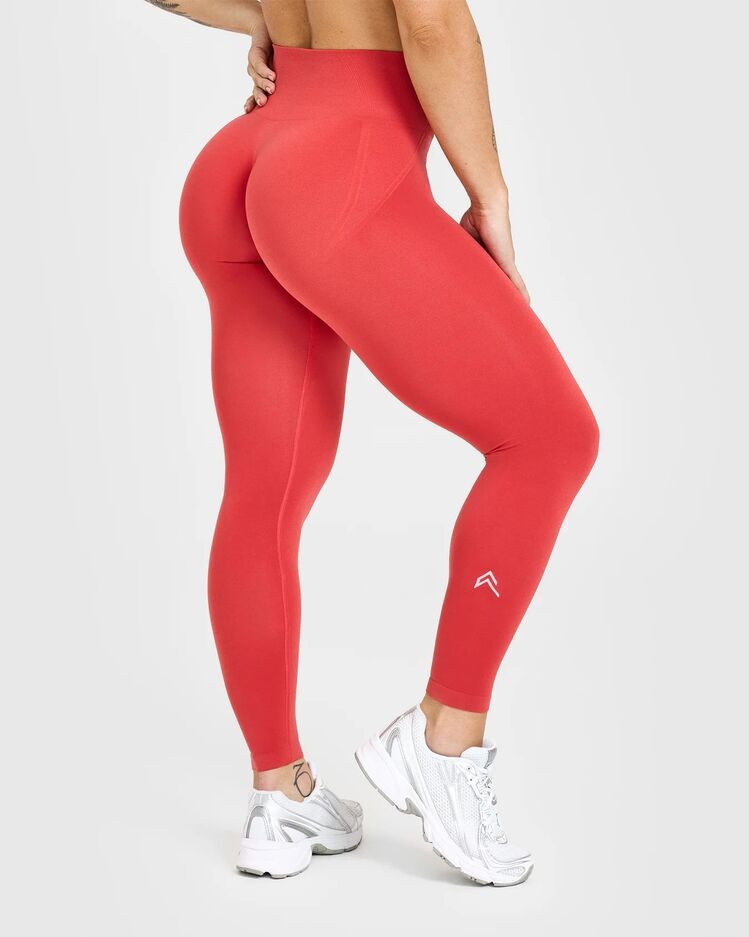 Oner Active Scrunch Seamless Yüksek Bel Tayt - Mercan Kırmızısı