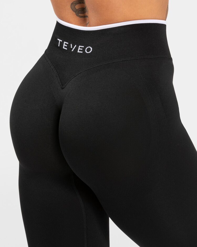 Teveo Siyah Seamless Tayt - Logo Detaylı