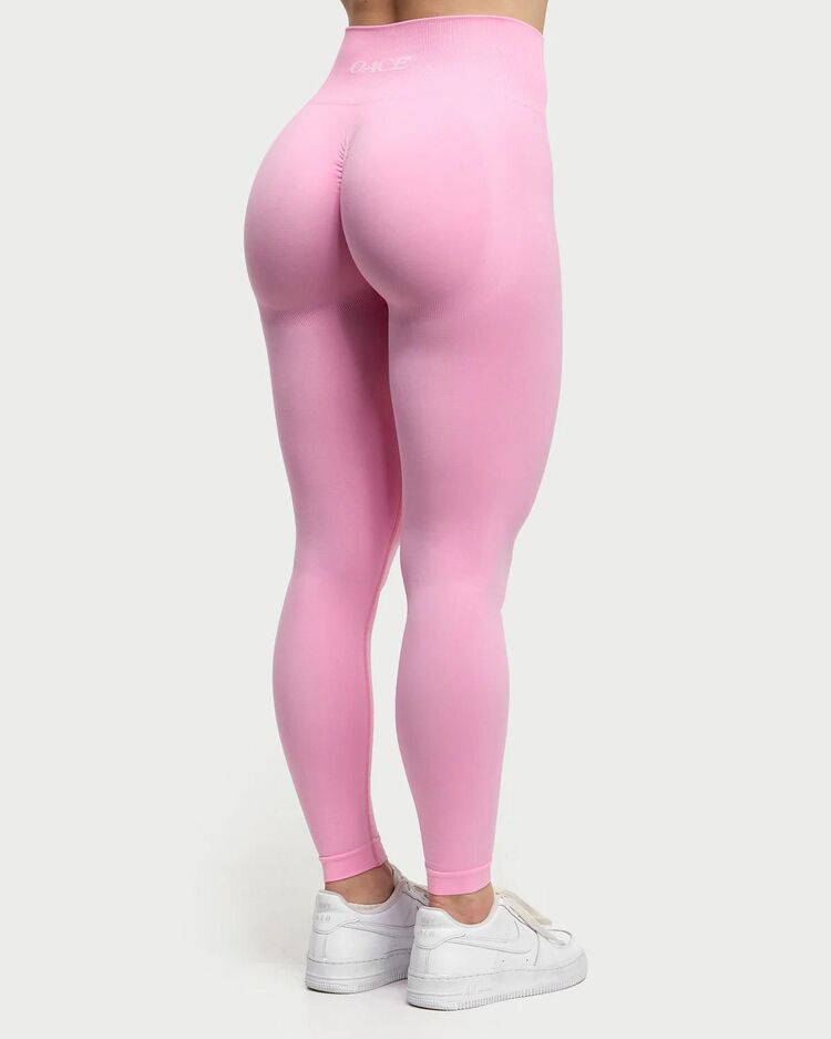 OACE Yüksek Bel Scrunch Detaylı Pembe Seamless Tayt