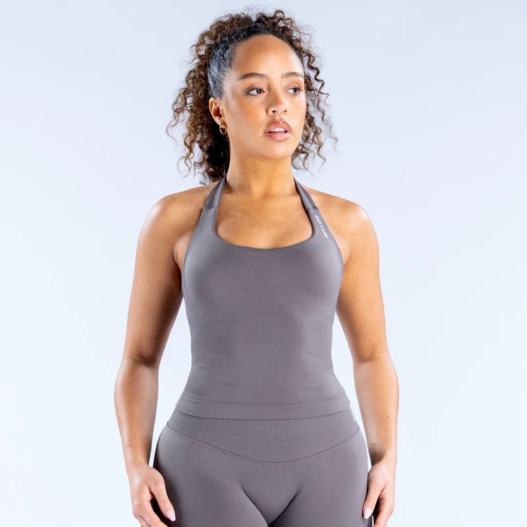 DFYNE Kahverengi Halter Yaka Tank Top