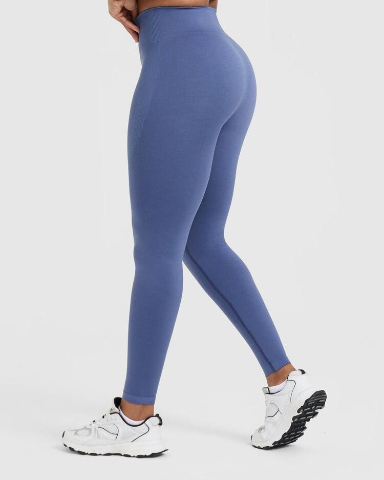 Oner Active Seamless Yüksek Bel Düz Model Tayt - Indigo