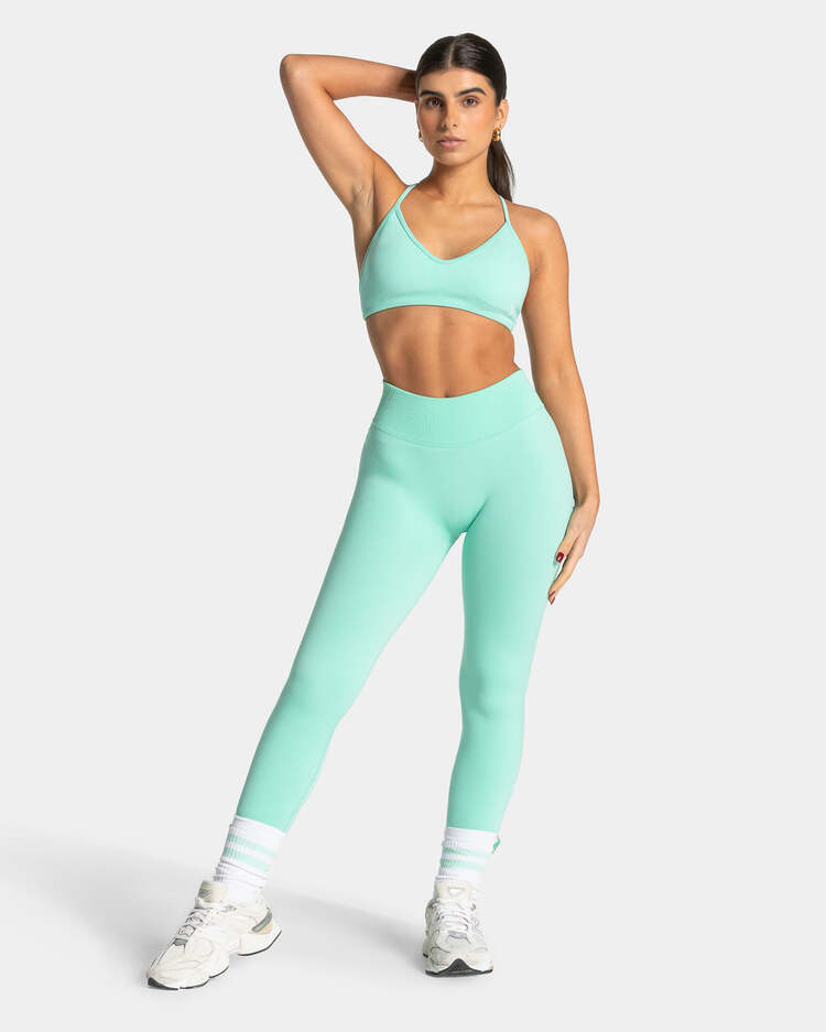 Teveo Mint Yeşili Lift Spor Bra - Seamless ve Şık Tasarım