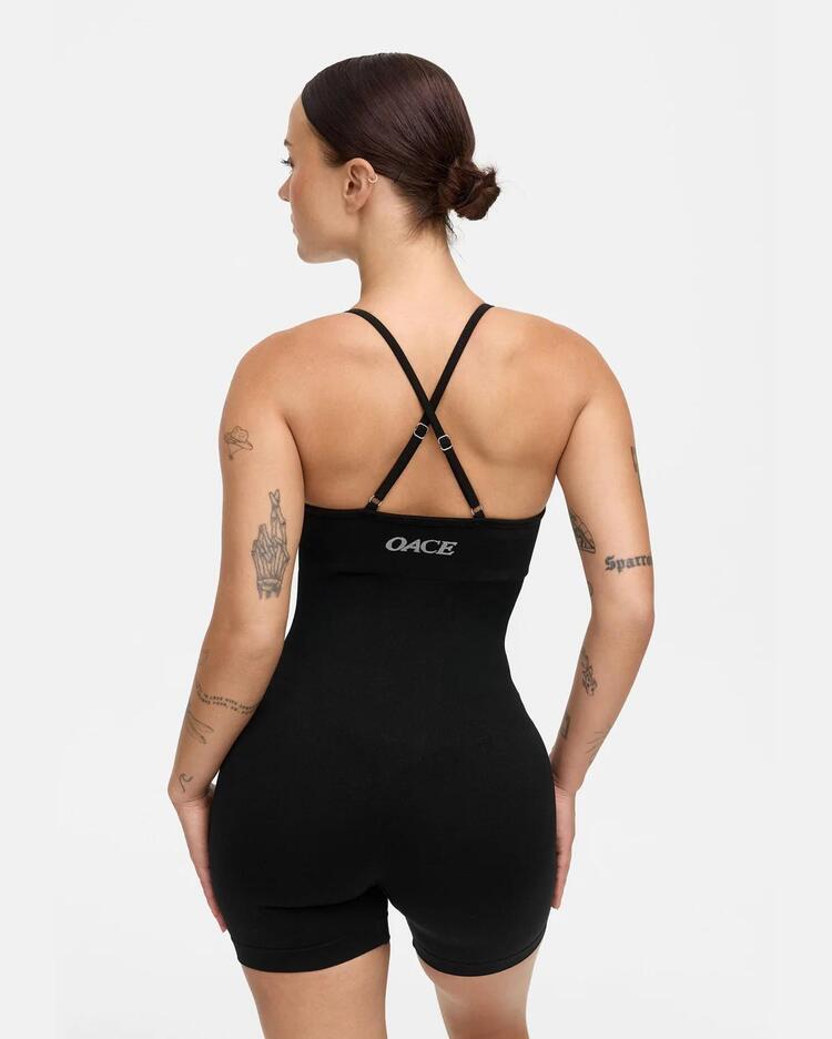 Oace Kadın Seamless Siyah Spor Tulum