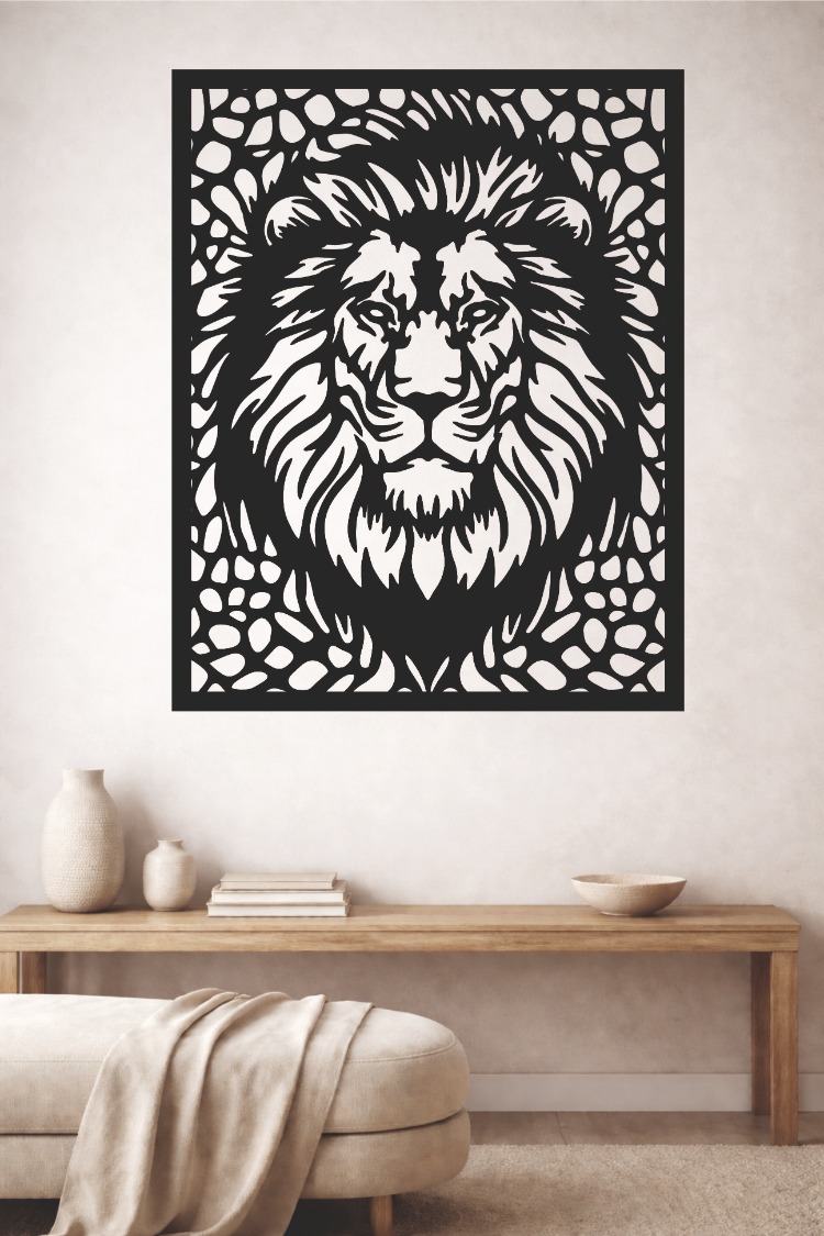 Aslan Figürlü Dekoratif MDF Duvar Tablosu (40x32 cm)