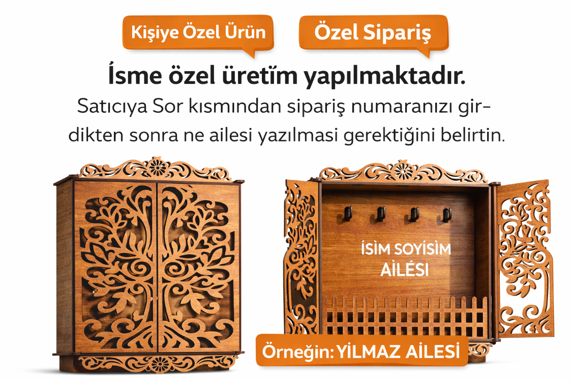 Kişiye Özel Aile Anahtarlık Askılığı