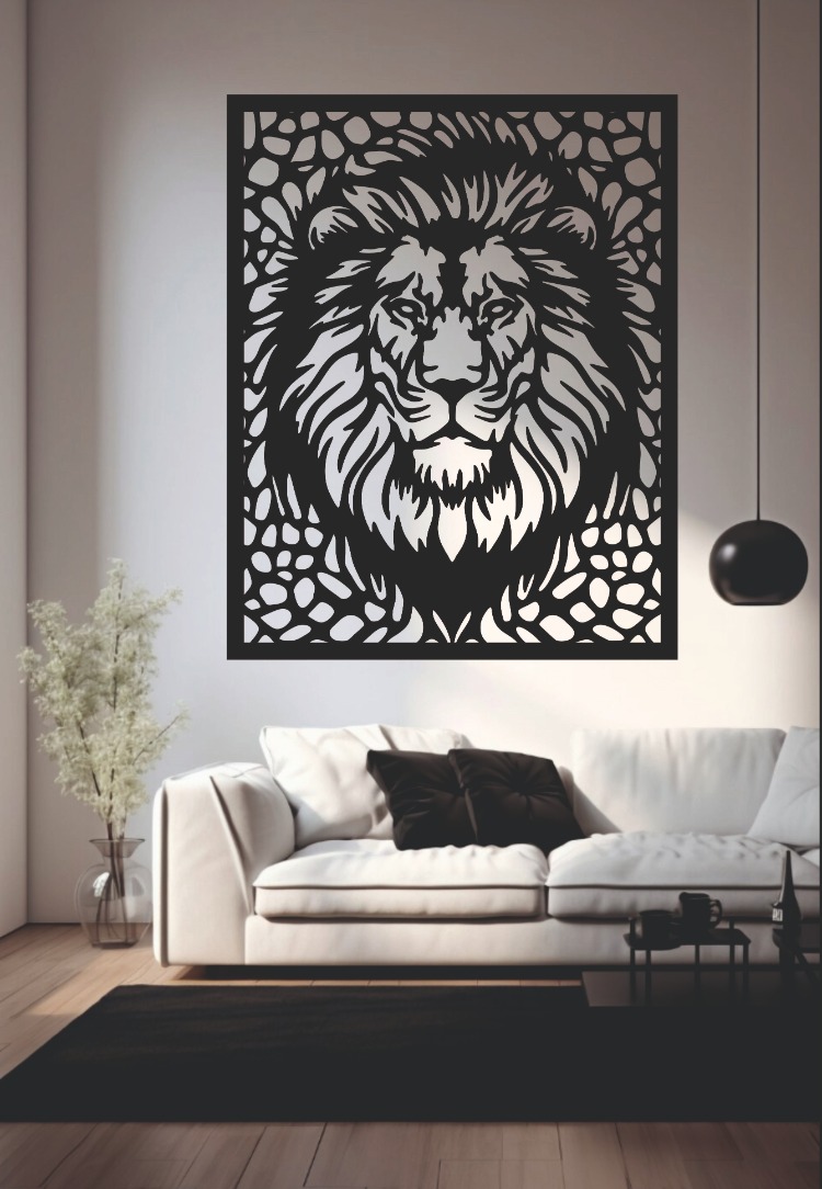 Aslan Figürlü Dekoratif MDF Duvar Tablosu (40x32 cm)