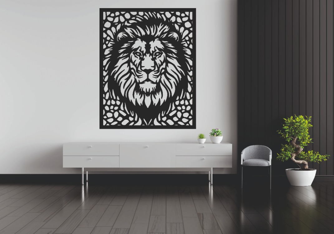 Aslan Figürlü Dekoratif MDF Duvar Tablosu (40x32 cm)