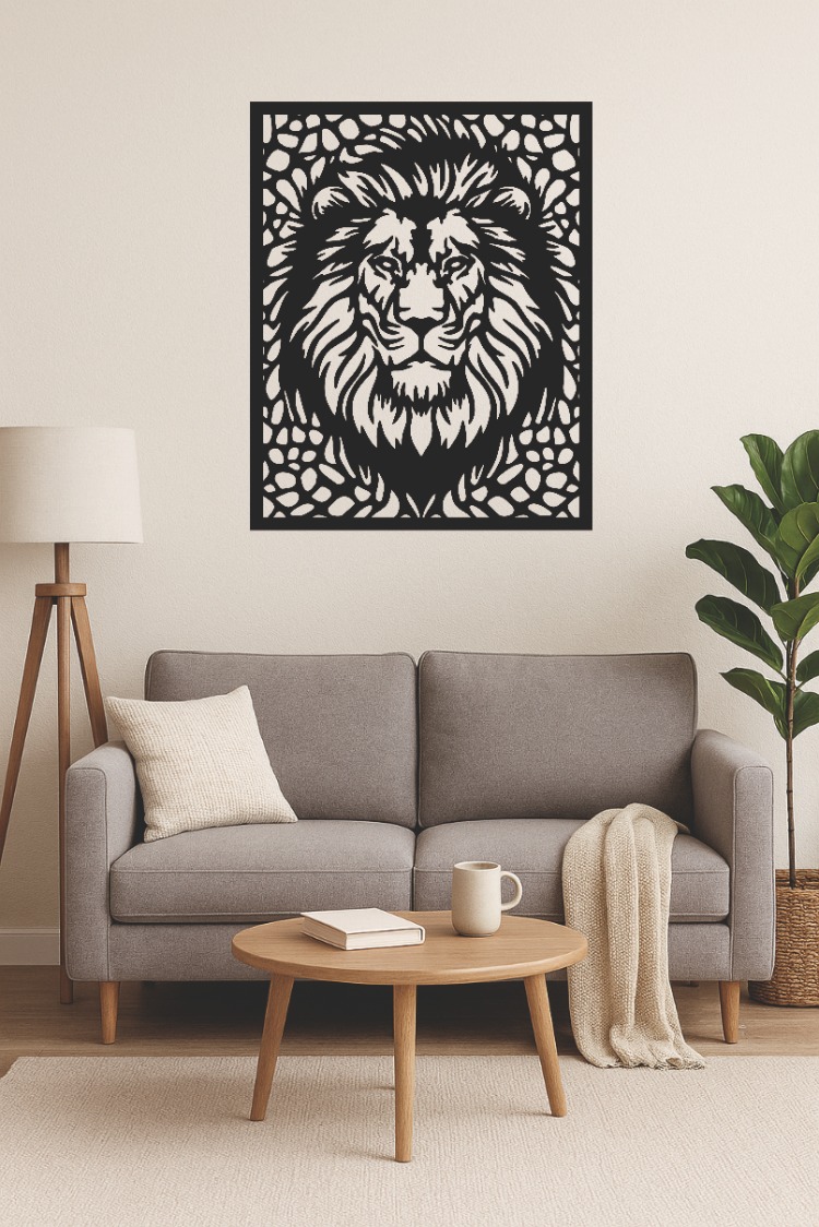 Aslan Figürlü Dekoratif MDF Duvar Tablosu (40x32 cm)