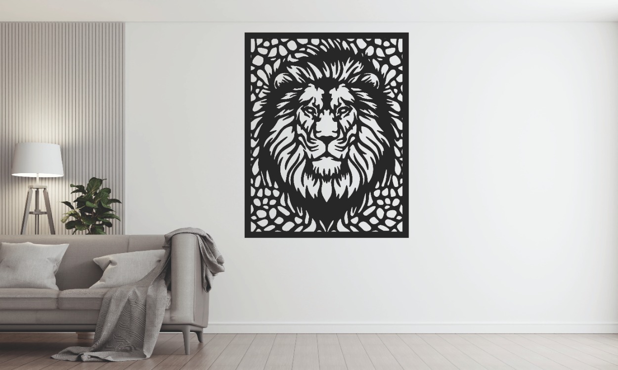 Aslan Figürlü Dekoratif MDF Duvar Tablosu (40x32 cm)