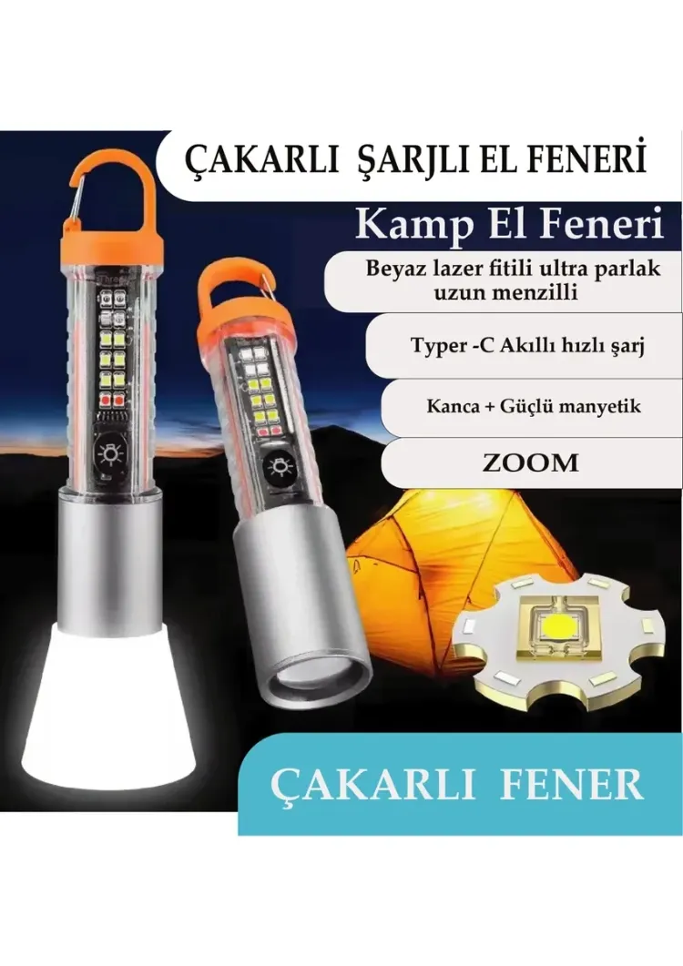 Şarjlı Taktik El Feneri, Çakarlı Asker, Polis Feneri 1000 Lümen