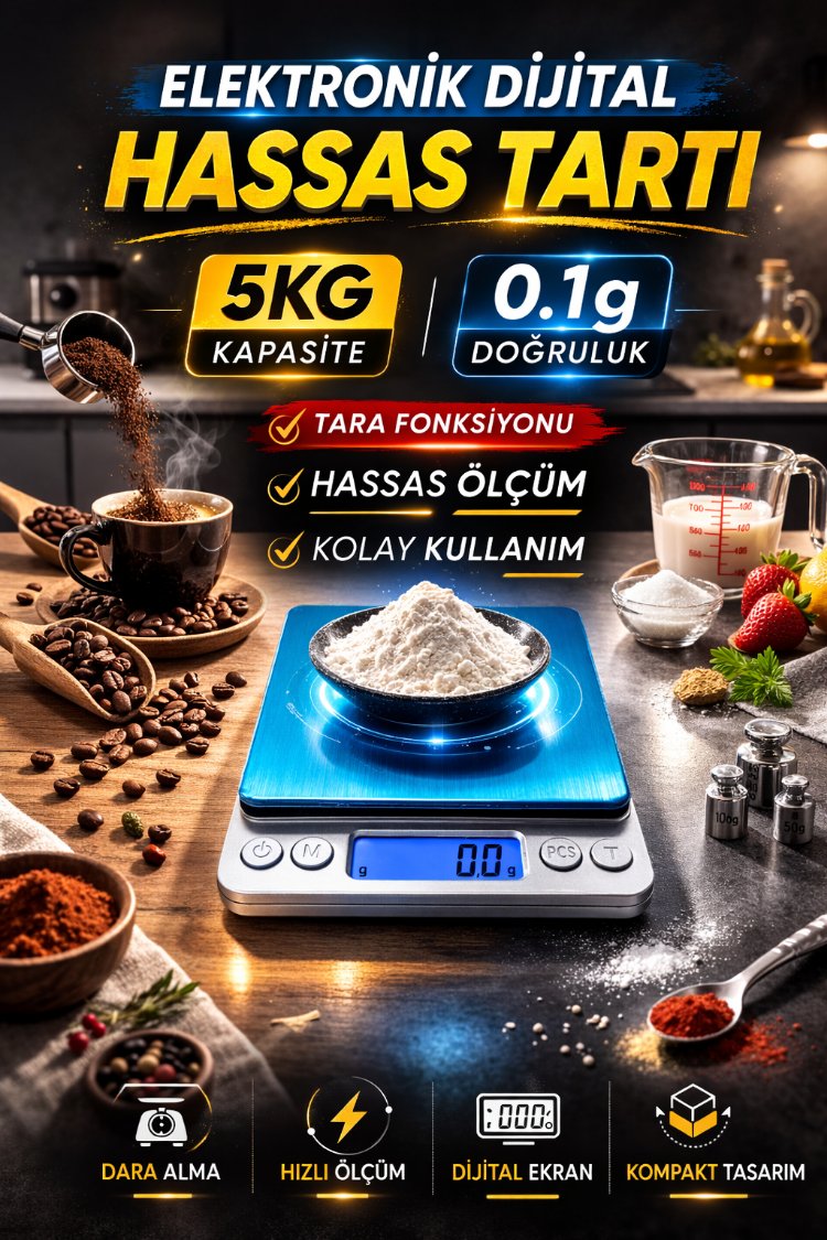 Elektronik Dijital Hassas Tartı 5KG 0.1g Mutfak Kahve Ölçüm Terazisi