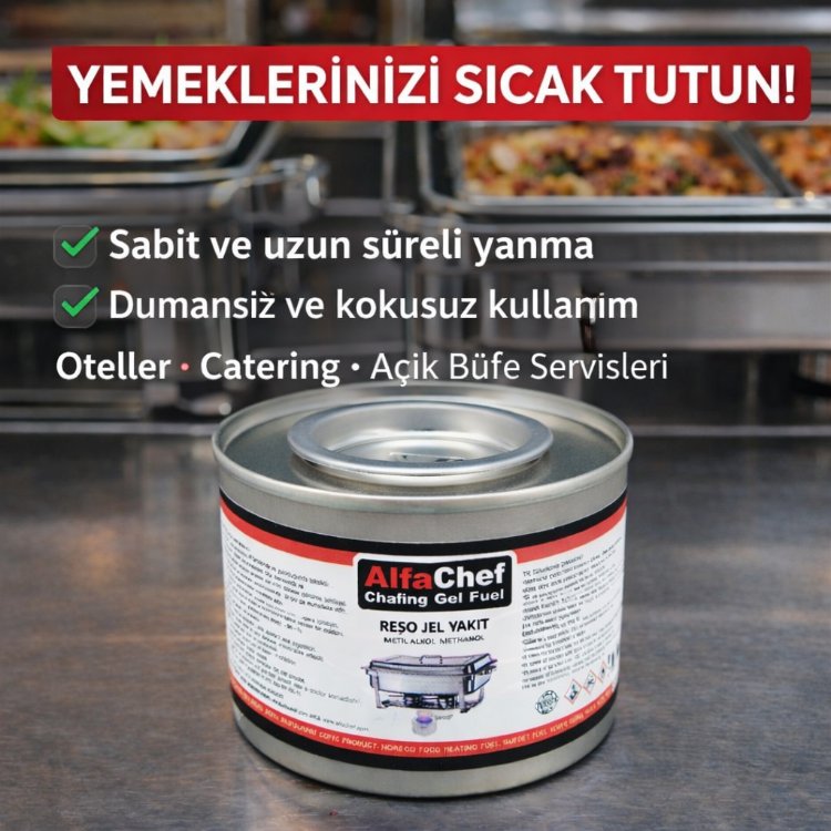 AlfaChef Reşo Jel Yakıt 200g Şefing Dish Yakıtı Otel Catering Açık Büfe Isıtıcı Yakıt