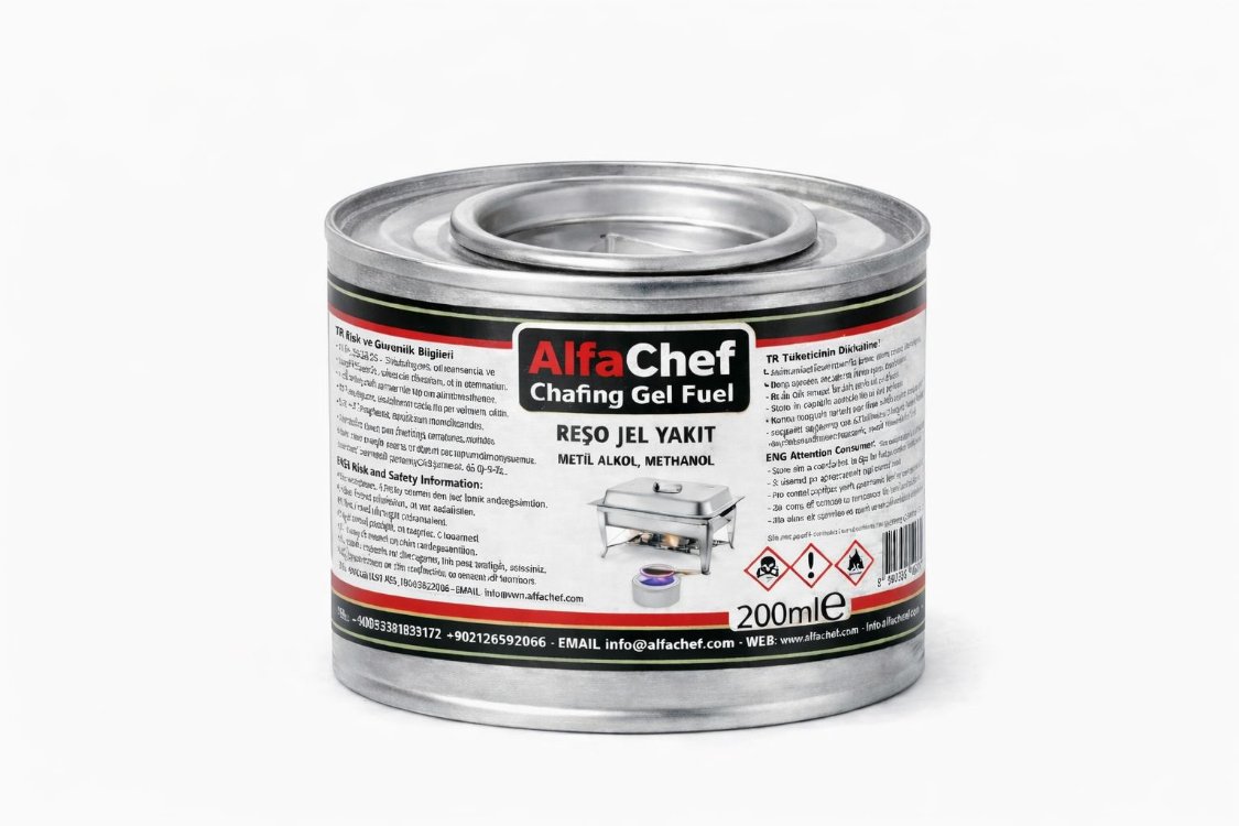 AlfaChef Reşo Yakıtı 200 ml  Açık Büfe & Catering Isıtıcı Yakıtı