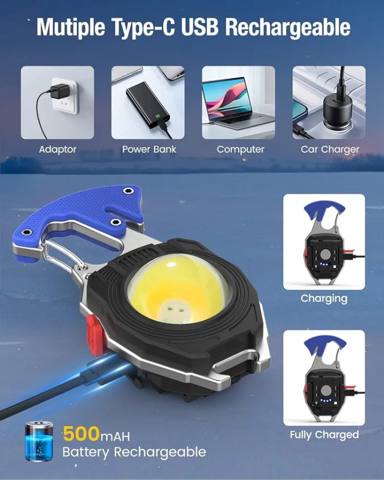 Anahtarlık ve Çakmak USB Şarjlı Kamp İçin Taşınabilir Tam 7 Modlu